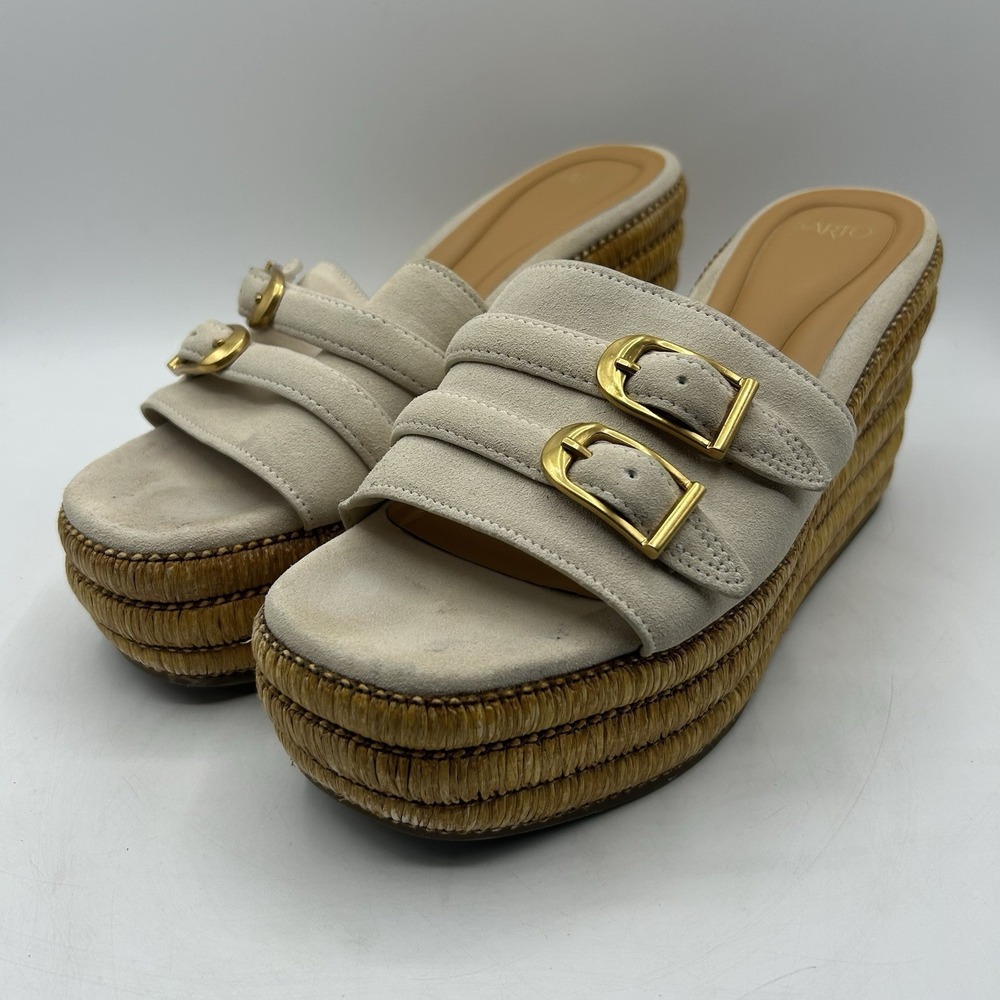 Franco Sarto Women's A-Torino Espadrille Slides Ecru White Platform Size‎ 8.5M
